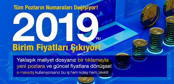 2019 Yılı Birim Fiyatları Yeni Poz Numaralarıyla Çıkıyor! F